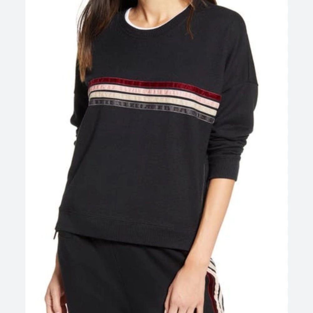 Rails NWT SZ XS Marlo Velvet Black Crew Neck‎ Sweatshirt